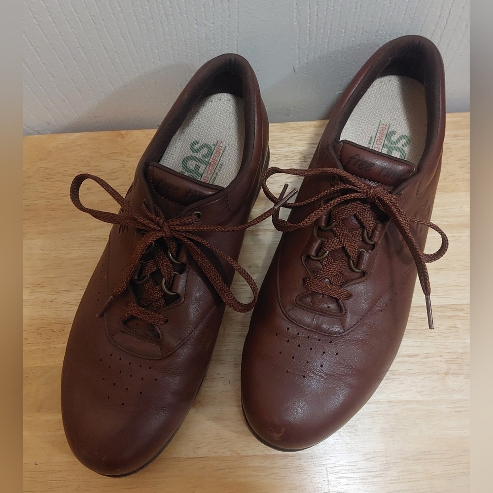 Men's SAS Free Time Tripad Comfort Brown Leather Laced Shoes Size 12M